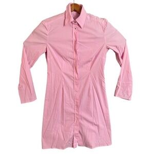 STRENESSE BLUE Pink Cotton Blend Button Down Shirt Dress Size 10